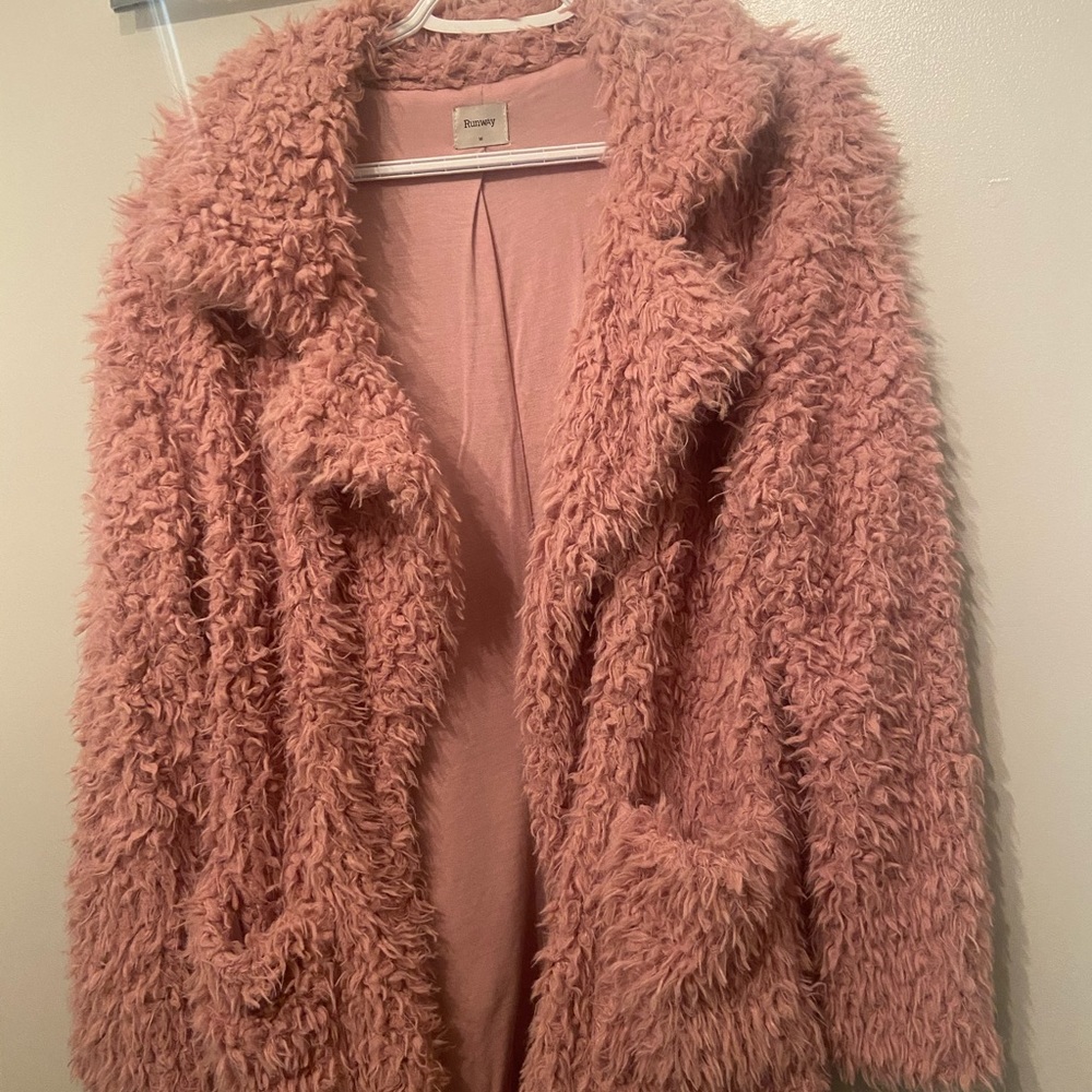 Pink fuzzy coat